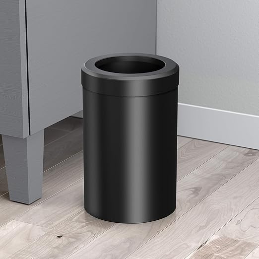 Gatco Small Bathroom Trash Can With Lid, Round 3 Gallon Stainless Steel Wastebasket, Under Sink, Matte Black, For Bathroom, Bedroom, Office (1912)