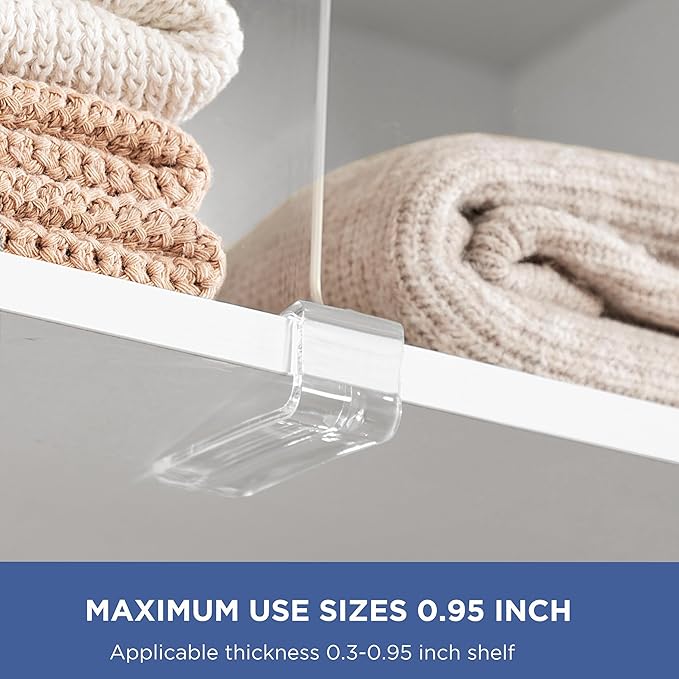 16 Pack 12 Inches [Extra Tall Version] Clear Shelf Dividers for Organization, Acrylic Closet Shelf Vertical Shelves Organizer for Bedroom, Kitchen and Office