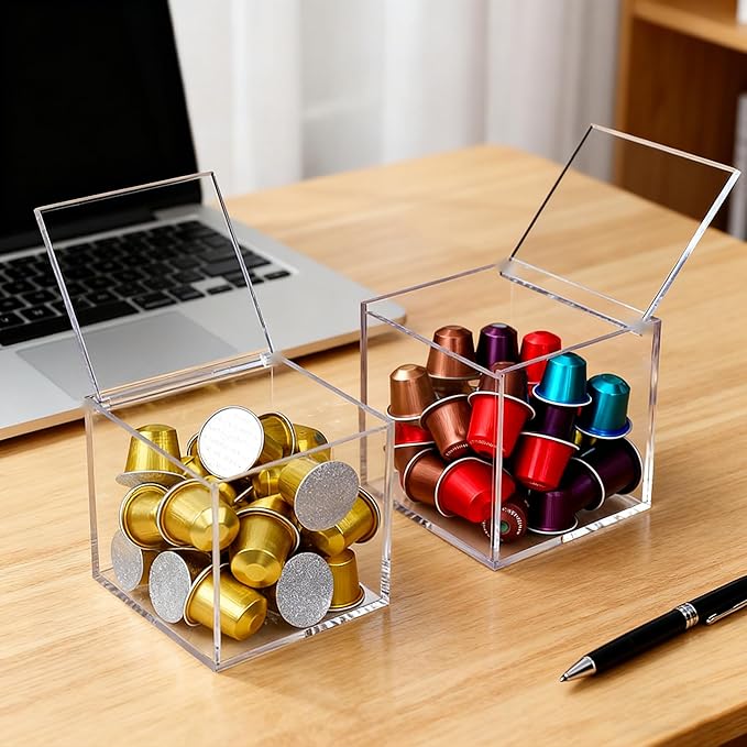 KissYou Acrylic Boxes with Lid Small Lucite Boxes Clear Display Box for Easter Gifts Treats Candies & Accessories, Plastic Storage Boxes