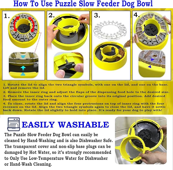 Awesome Puzzle Slow Feeder Dog Bowl; Prevents & Relieves Anxiety & Boredom! Better Digestion Leads to a Happier & Healthier Pet. Wonderful Enrichment Puzzle