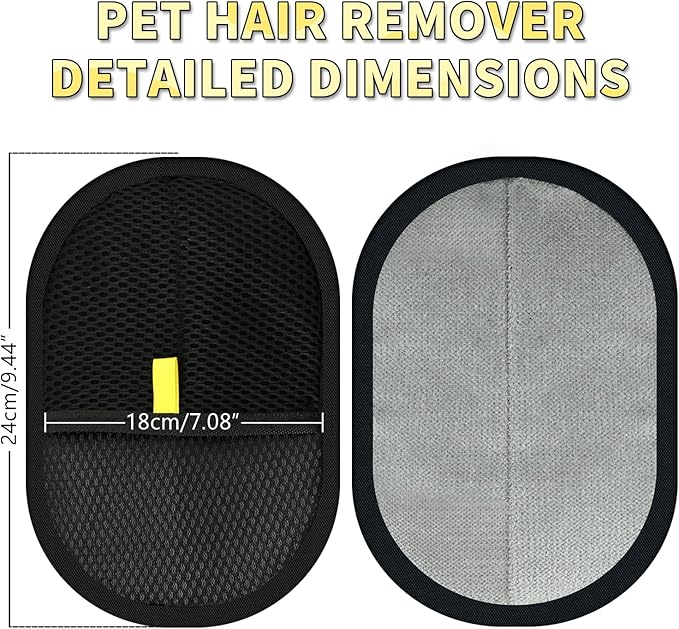3 PCS Pet Hair Removal Gloves for Dogs & Cats - Reusable Electrostatic Magic Brush Pet Hair Remover Glove Tool for Couch, Clothing, Furniture, Carpet, Bed, Curtain, Car Seat