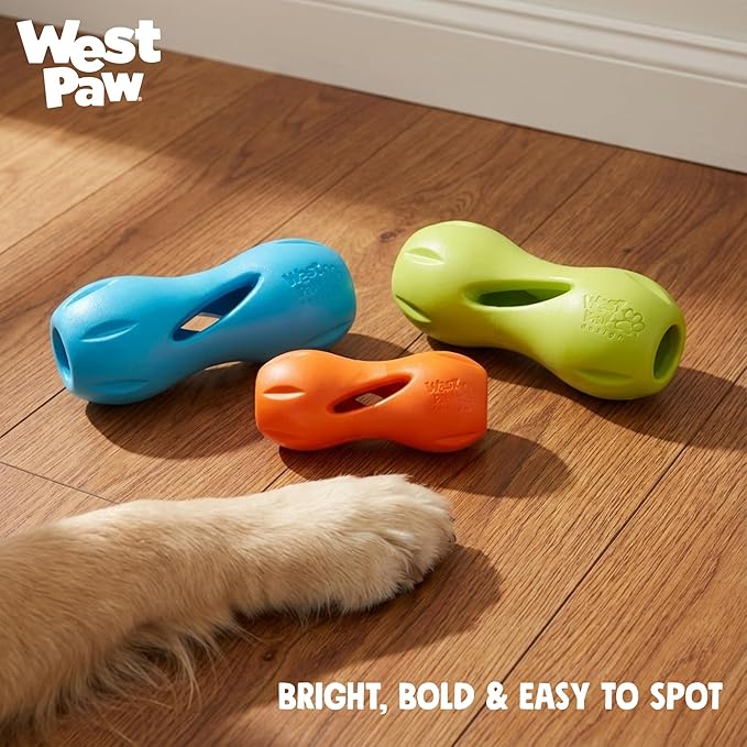 West Paw Qwizl Durable Zogoflex Dog Puzzle Toy for Mental Stimulation, and Enrichment - Treat Dispensing for Bully Sticks and Dental Sticks - Dishwasher Safe - Made in USA - Large - Periwinkle