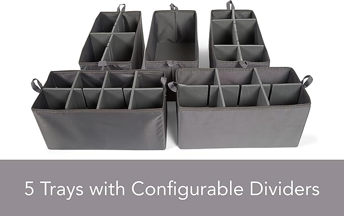 Covermates Keepsakes Hanging Shoe Organizer Set - Heavy Duty Material, Sturdy Interior Shelves, Includes Trays with Dividers - Closet Storage, Beige Heather