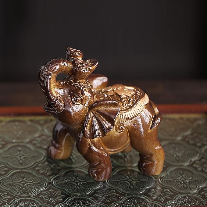 Color Changing Tea Pet, Tea Set Accessories Traditional Gongfu Tea Set Accessory, for Tea Lover Friends (Golden Elephant-b)