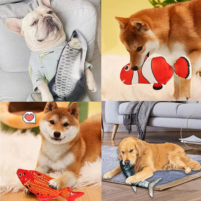 Realistic Flopping Fish Dog Chew Toy - Electric Moving Interactive Pet Toy for Small Medium Dogs, Chew Rocking Toy for Indoor Outdoor Exercise