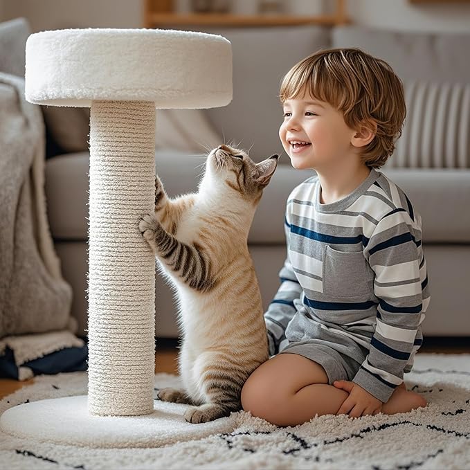 PowerKing Natural Sisal Replacement Scratching Post, 4 Pieces M8 Cat Scratch Post Refill Pole Parts for Refurbishment, White, Include Screws, White, 15.74''+15.74''+7.87''+7.87''