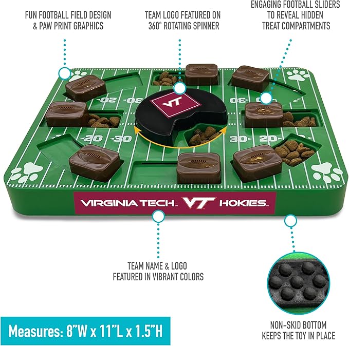 Pets First NCAA Virginia TECH Hokies Puzzle Toy, Puzzle Treat Dog Toy, Interactive Dog Treat Toy, Dog Puzzle Feeding Slow Toy