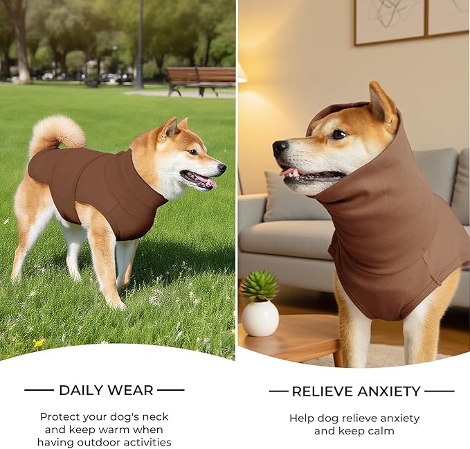 Dog Anxiety Calming Vest Adjustable Turtleneck Thunder Shirt Jacket for Fireworks, Separation, Vet Visits, Pet Hoodie for Large Medium Dogs