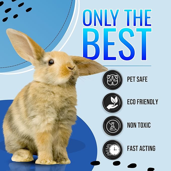 32oz Rabbit Cage Cleaner & Deodorizer Spray - Safe & Effective Odor Eliminator for Small Animal Cages - Non-Toxic & Pet Safe Friendly Formula - Made in the USA