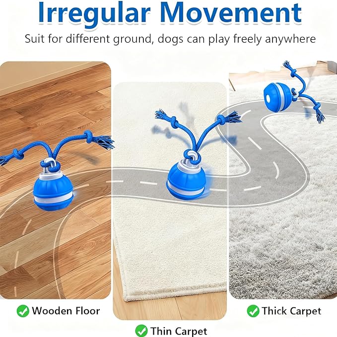 2pcs P06 Interactive Dog Toys Dog Balls, Electric Automatic Moving and Rolling Dog Toy with Rope for Small Medium Dogs, Fun Smart Puppy Toy s for Boredom & Training, Dog Toys to Keep Them Busy (B+O)