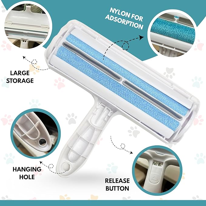 CrafTreat Reusable Pet Hair Remover Roller for Furniture & Couch, Dog and Cat Fur Removal Tool, Lint Roller for Sofa, Car Seats, Bedding & Clothes