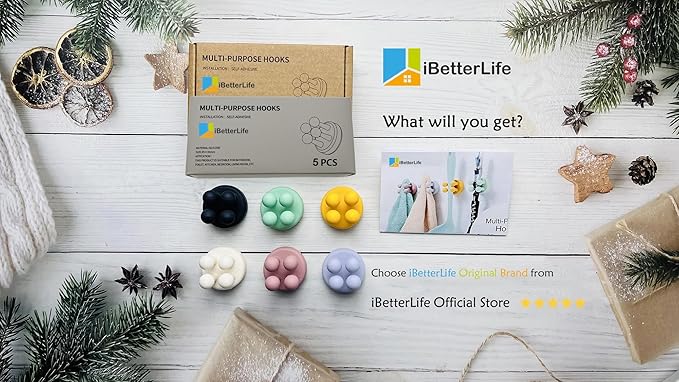 iBetterLife Razor Holder for Shower Hooks – 5Pcs Self Adhesive Wall Mounted Single Hook for Hanging Toothbrush, Functional Waterproof Utility Plug Holder for Bathroom Kitchen Living Room Office