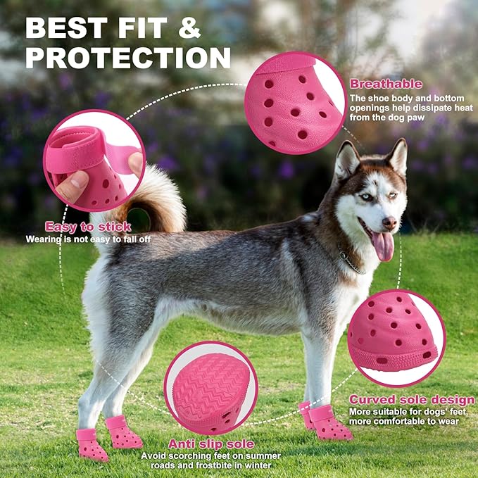 Dog Shoes Breathable Dog Shoe for Hot Pavement, Dog Booties and Paw Protectors, Non-Slip Waterproof Dog Sandals Boots (Pink, L: (3.1’’x2.5'')(L*W))