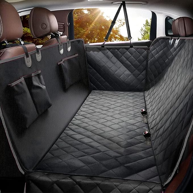 Dog Car Seat Cover for Back Seat,100% Waterproof Scratch Proof Nonslip Seat Cover,600D Heavy Duty Scratch Soft Dog Hammock for Car for Cars Trucks and SUVs (Grey)