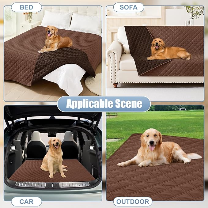 Smiry Waterproof Dog Bed Cover Pet Blanket, Soft Washable Dog Blanket for Furniture Bed Couch Sofa Reversible, Checkered (40"x90", Brown/Chocolate)