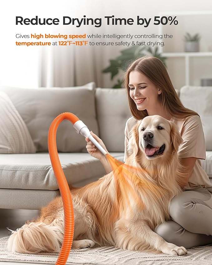 Dog Grooming Kit, 13kpa Pet Hair Vacuum & Dog Dryer with Cordless Hair Clipper for Trimming and Drying, Low Noise 3 Air Speeds and Smart Thermostat for Cat Dog Hair Care