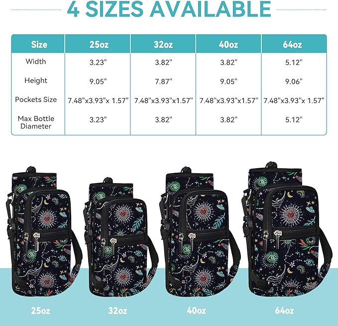 AUPET Water Bottle Sling Bag Sleeve Holder Carrier 25/32/40/64 oz,Insulated Crossbody Water Bottle Case Cover with Strap and Pockets for Men/Women Walking Hiking