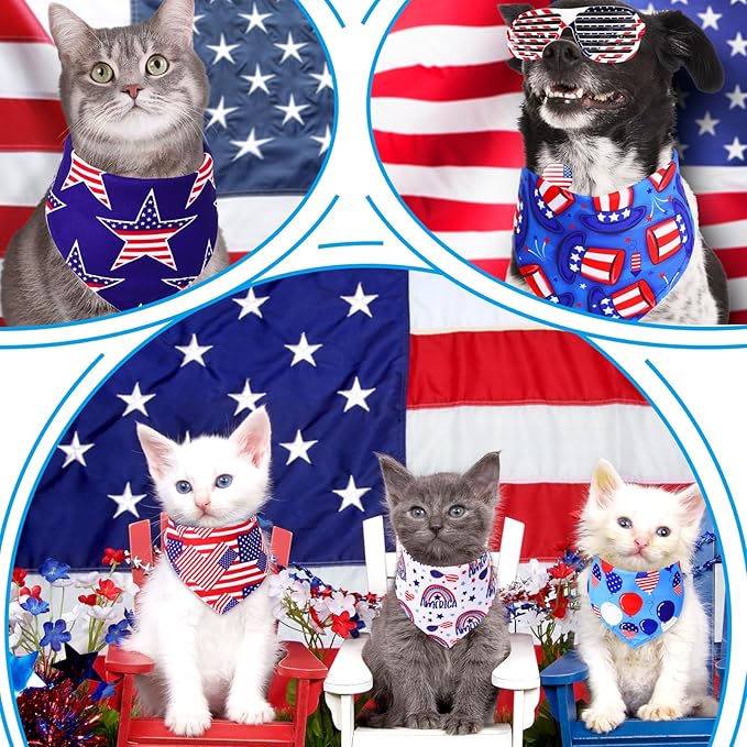 Abbylike 200 Pcs Patriotic Dog Bandanas Bulk Veterans Day Bandanas for Dogs Triangle Kerchief Bibs Scarf Set for Pet Costume Photo Props Accessories Pet Shops Groomer, 25 Styles (25.6 x 17.7 x 17.7)