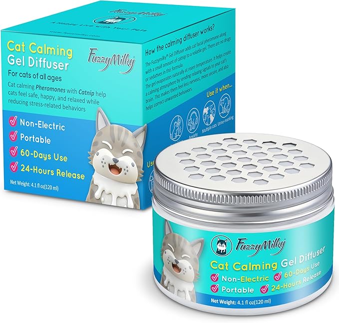 Cat Pheromone Calming Diffuser Gel, Unplugged Cordless Cat Calming, Anxiety Relief, Lasting 2 Months, Adjustable for Home,Car Travel, Scratching,Urine Marking(120 ml, 4.1 fl oz)(Honeycombed)