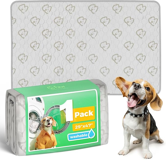 FXW Washable Pee Pads for Dogs, Puppy Pads with Super Absorbent, Specifically Designed for 48inch Cages, 29" x 47" Rectangle, Khaki, 1 Pack