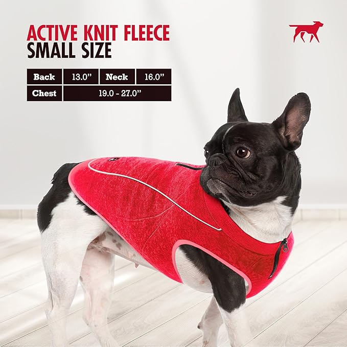 Insulated Fleece Sweater for Dogs | Lightweight Warm Dog Vest | Zipper Port for Harness | Cold Weather Winter Jacket | Rain Snow Repellant Coat | Adjustable for Small Medium Large Girl Dogs (Red/S)