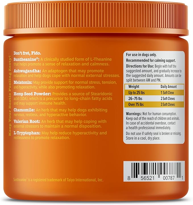 Zesty Paws Advanced Calming Soft Chews for Dogs - Composure & Relaxation for Everyday Stress & Separation + Thunderstorms - with Melatonin, Ashwagandha & L-Theanine - 90 Count