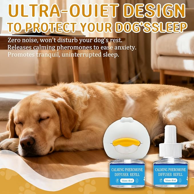 Dog Calming Diffuser,Dog Pheromones Calming Diffuser, 3 in1 Appeasing Pet Pheromone Diffuser to Calm Kit (1 Plugin+2x48ml Refills) for Anxiety Relief Reduce Barking Aggression (Tasteless)