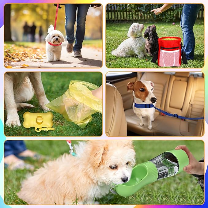 Abbylike 50 Pcs Puppy Supplies Starter Kit for Small Dogs Puppy Essentials Includes Leash, Bowls, Teeth Brushes, Water Bottle, and More Accessories for Dogs Christmas Welcome Gift (Colorful)