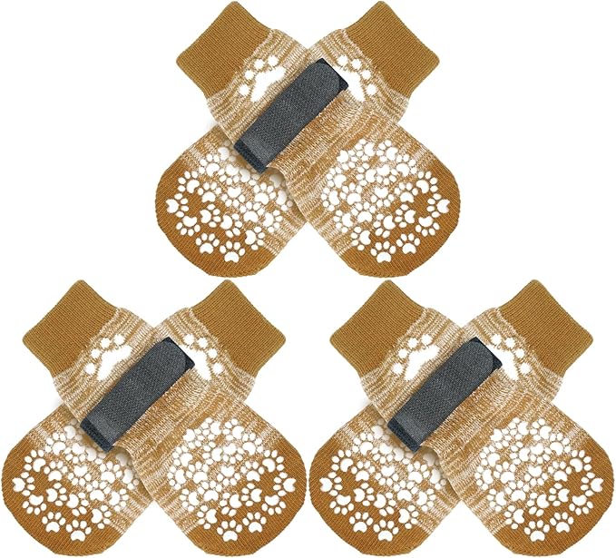 EXPAWLORER 6PCS Anti-Slip Dog Socks to Prevent Licking Paws,Dog Shoes for Hot Pavement,Best Paw Protector Traction Control on Hardwood Floor,Dog Booties for Puppy Small Medium Large Senior Dogs