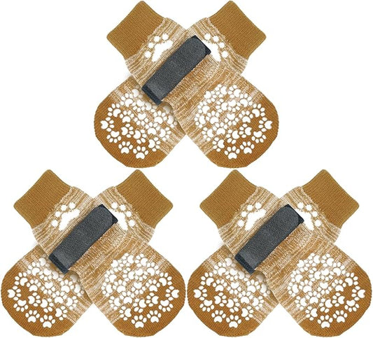 EXPAWLORER 6PCS Anti-Slip Dog Socks to Prevent Licking Paws,Dog Shoes for Hot Pavement,Best Paw Protector Traction Control on Hardwood Floor,Dog Booties for Puppy Small Medium Large Senior Dogs