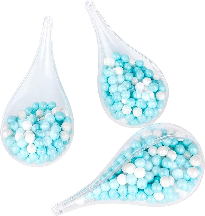 Hammont Tear Drop Shaped Acrylic Candy Boxes - 12 Pack - 4.34"x2.14" - Perfect for Weddings, Birthdays, Party Favors and Gifts | Designer Cute Clear Lucite Plastic Treat Containers