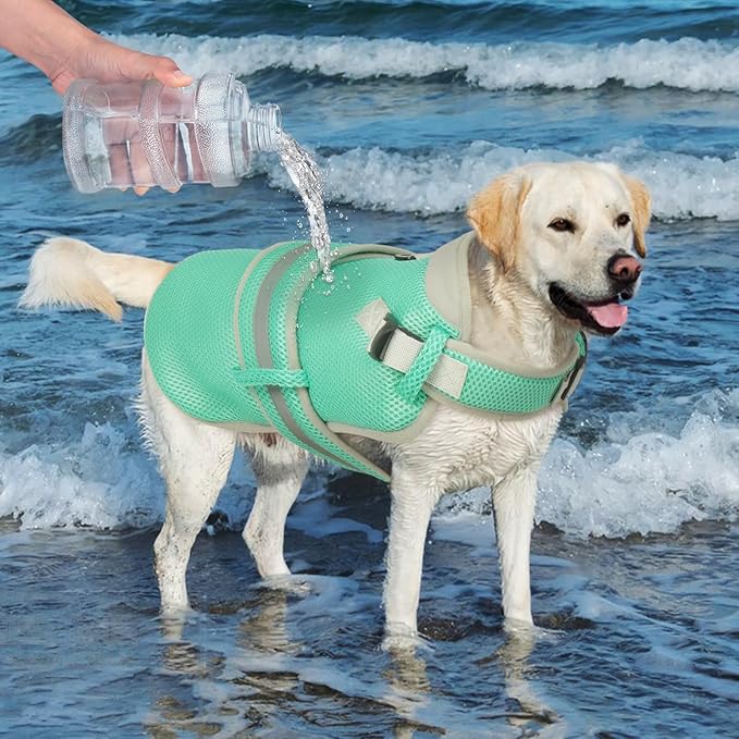 Dog Cooling Vest for Large Dogs,Lightweight Cooling Dog Jacket,Breathable Mesh Dogs Shirt Harness Vest with Adjustable Straps Reflective Stripe for Hot Weather with D-Ring for Beach,Hiking,L