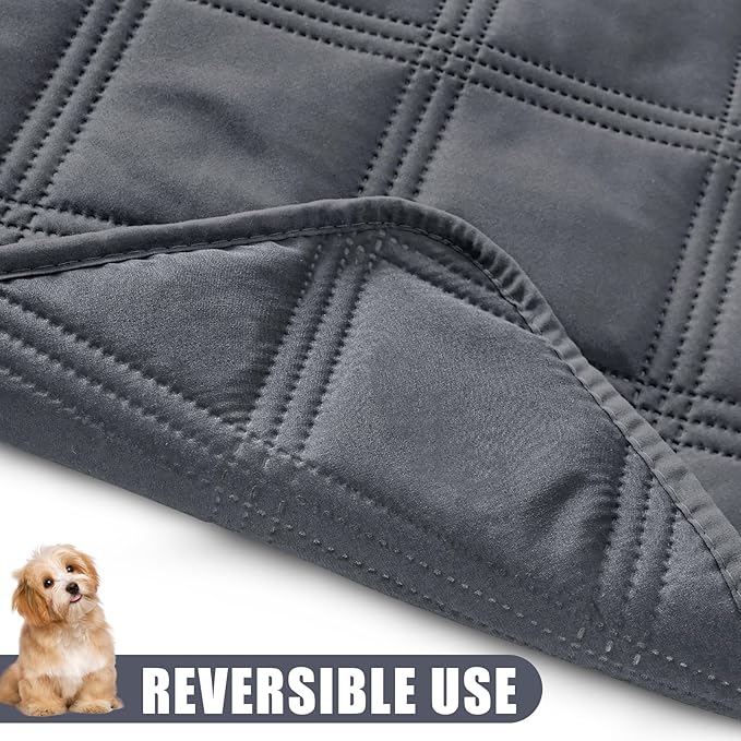 Smiry Waterproof Dog Bed Cover Blanket 68x82, Soft Reversible Pet Blanket, Washable Leakproof Cats Dogs Couch Cover for Sofa, Couch, Furniture, Lattice, Dark Grey/Dark Grey
