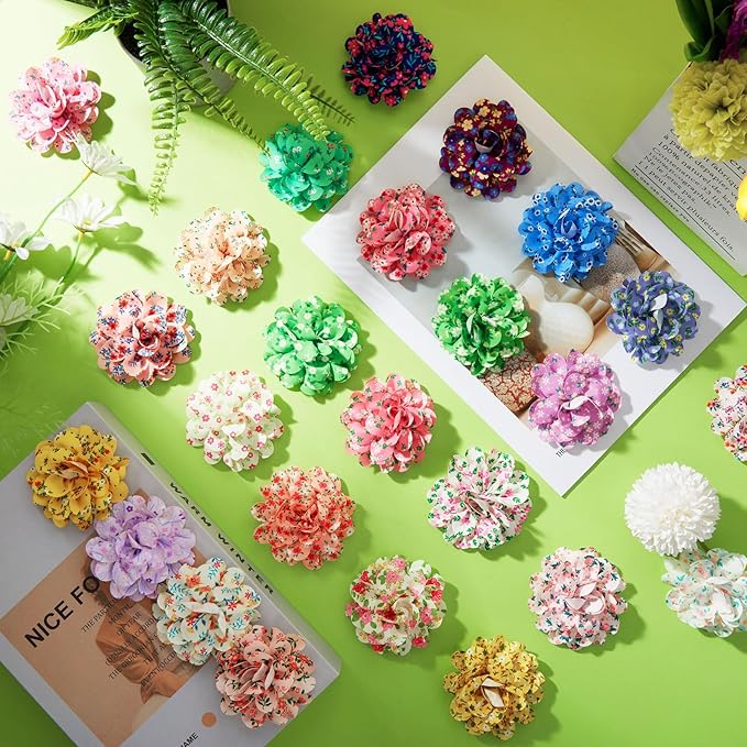 50 Pcs Spring Dog Collar Flowers Bulk Daisy Rose Wildflowers Flowers for Dog Charms Grooming Accessories Bowtie Flower for Puppy Cat Collar Attachment Embellishment Spring Floral Party Costume