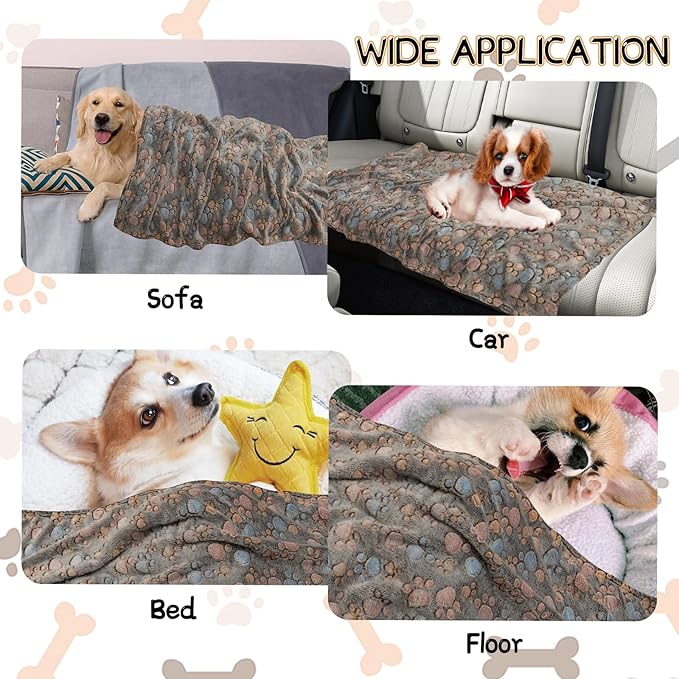Rezutan 1 Pack 3 Blankets for Dogs, Dog Blanket for Medium Pet Cat, Premium Soft Fluffy Suitable for Dog Kennels & Beds, Gifts Puppy Blanket Essentials, 30x20inch, Tan