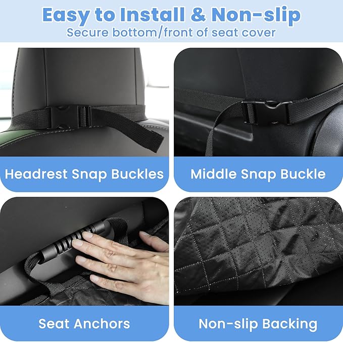Dog Car Seat Covers, Waterproof Front Seat Cover for Dogs, Scratch-Proof, Nonslip Pet Passenger Seat Cover Protector, Universal Fit for Cars Trucks SUVs, Standard Size, Dark Coffee
