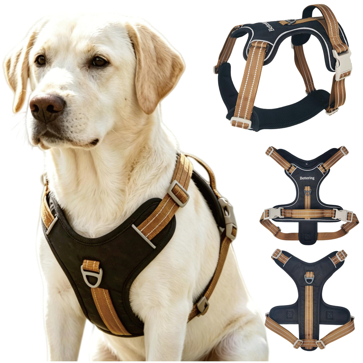 No Pull Reflective Dog Harness, 2 D-Rings Escape Proof Dog Vest - Image 1