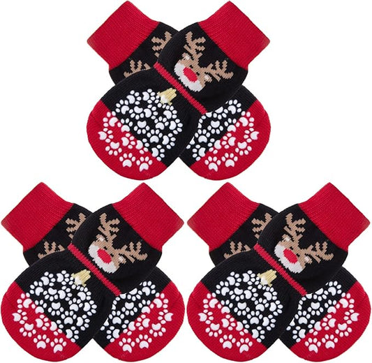 EXPAWLORER 6PCS Anti-Slip Dog Socks to Prevent Licking Paws,Dog Shoes for Hot Pavement,Best Paw Protector Traction Control on Hardwood Floor,Dog Booties for Puppy Small Medium Large Senior Dogs