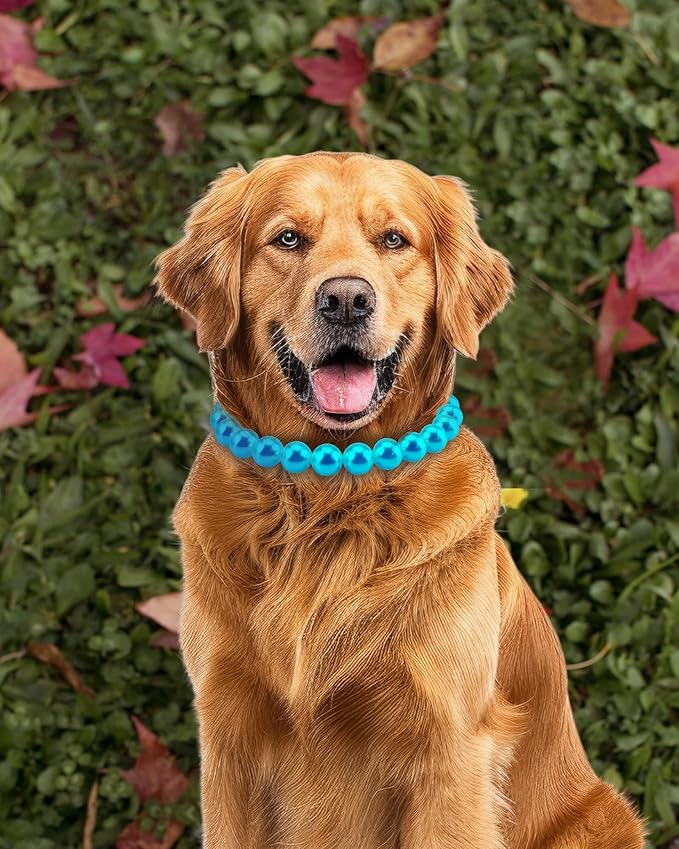 KUDES Chunky Pearl Dog Necklace (Beads 20mm),Elegant Classic Super Big Pearl Collar Necklace Accessories for Medium Large Dogs Occasions and Gatherings (Turquoise, 3XL(Neck Girth 20.5''-23''))
