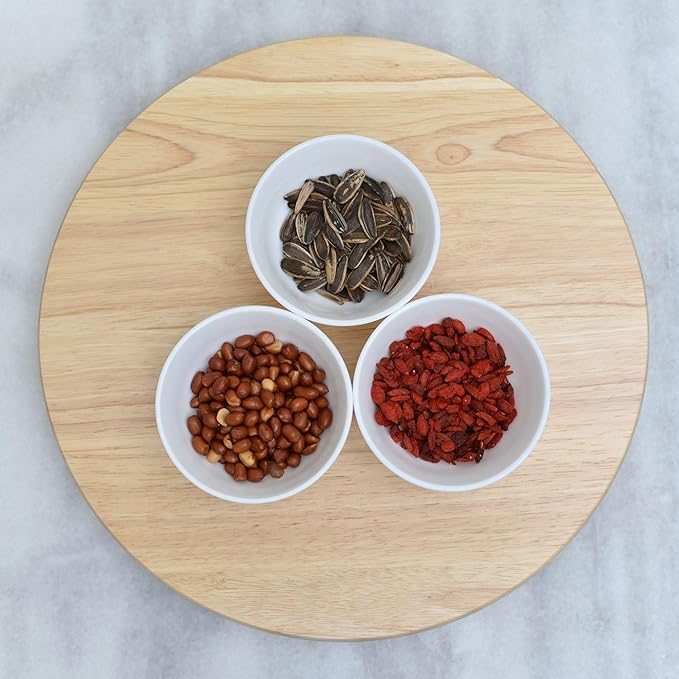 PJ Wood Lazy Susan Wooden Turntable Organizer for Kitchen Pantry Cabinet Storage Rack Tray 15.3 Inch, Natural – Rotating Countertop Board