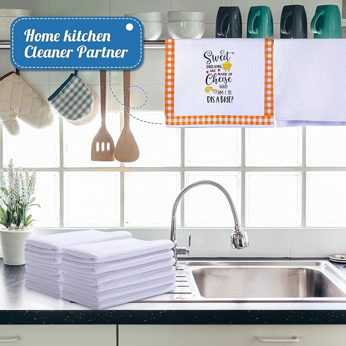 Breling Sublimation Kitchen Towel Blanks 16 x 24Inch, Microfiber Waffle Weave Sublimation Tea Towels Fast Drying Absorbent for Home Kitchen Gifts(48 Pieces)