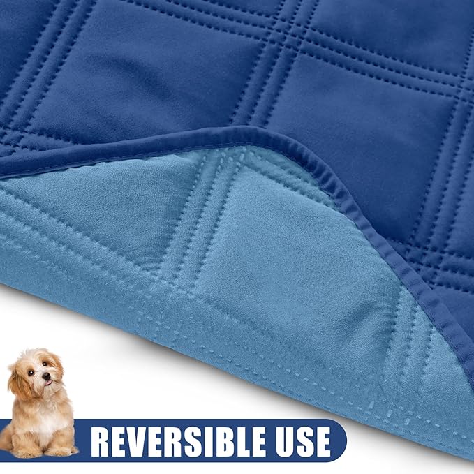 Smiry Waterproof Dog Bed Cover Blanket 82x120, Soft Reversible Pet Blanket, Washable Leakproof Cats Dogs Couch Cover for Sofa, Couch, Furniture, Lattice, Navy/Blue