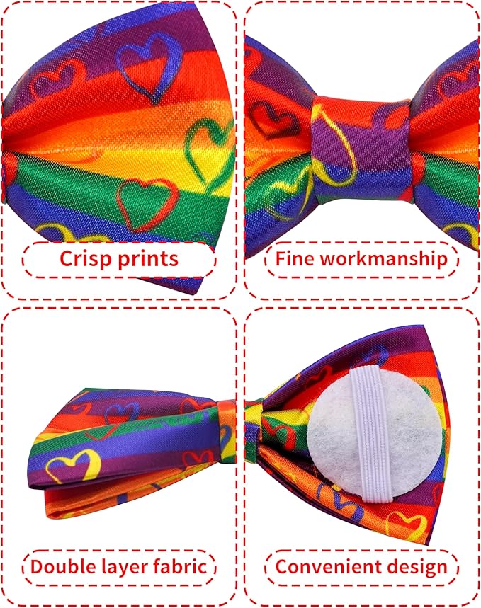 PET SHOW 10 Pack Pride Month Small Dog Bow Ties Sliding Collar Attachments Puppy Cats Rainbow Bowties for Medium Dogs LGBT Bowknots Party Holiday Pet Grooming Accessories(Small)
