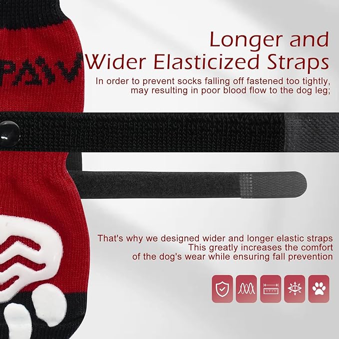 EXPAWLORER Anti-Slip Dog Socks-Double Sides Grips Traction Control on Hardwood Floor,Dog Shoes for Hot/Cold Pavement,Best Paw Protector,Prevents Licking,for Puppy Small Medium Large Senior Dogs