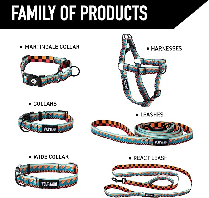Wolfgang Heavy Duty Adjustable Dog Harness, Pull-Tested to Over 800 lbs for Walking & Training, BuenaOnda Print, X-Large