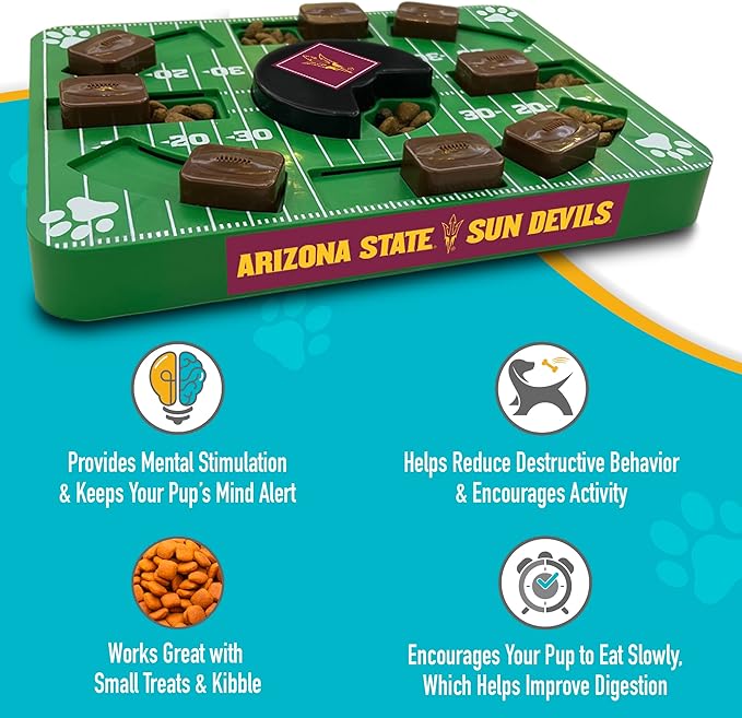 NCAA Puzzle Toy Slow Feeder, Puzzle Treat Dog Toy, Interactive Dog Treat Toy, Dog Puzzle Feeding Slow Toy (Arizona State Sun Devils)