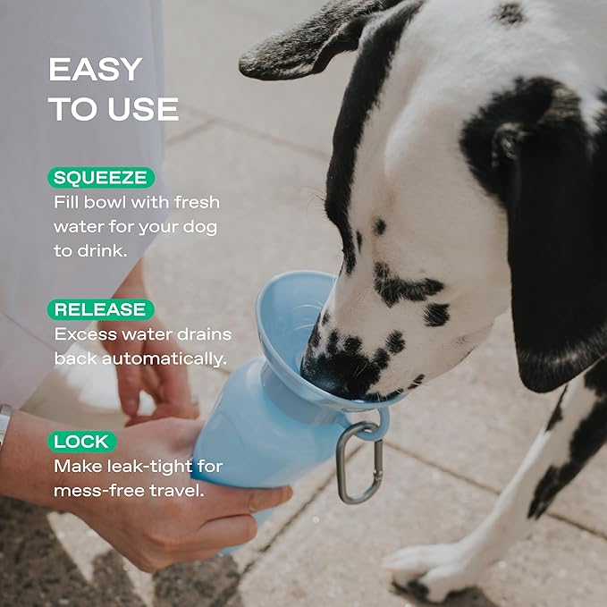 Springer by Springland Dog Water Bottle | Portable Travel Water Bottle Dispenser for Dogs | Dog Gift Seen on Oprah's Favorite Things, Shark Tank | Leak-Proof Bottles | BPA-Free 22oz Sky Blue