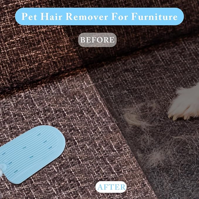 Pet Hair Removal Tool, Cat Fur Remover for Furniture Couch, Carpet Scraper for Car Detailing, 2 in 1 Double-Side Brush for Cat Hair Grooming & Cleaning