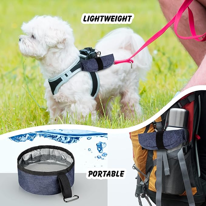 Meanplan 2 Pack Portable Dog Bowls Foldable Travel Dog Dish Portable Puppy Water and Food Bowl Pet Hiking Accessories for Small and Large Pets(Dark Blue,40 oz)