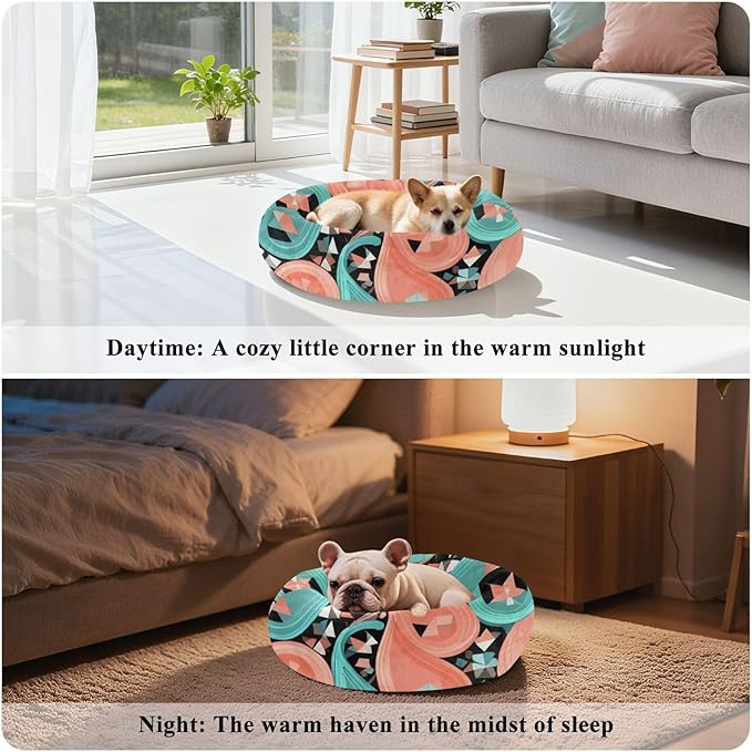 Paisley Pet Dog Bed Calming Anti Anxiety fluffier Calming Bed for Small Size Pets Sleeping
